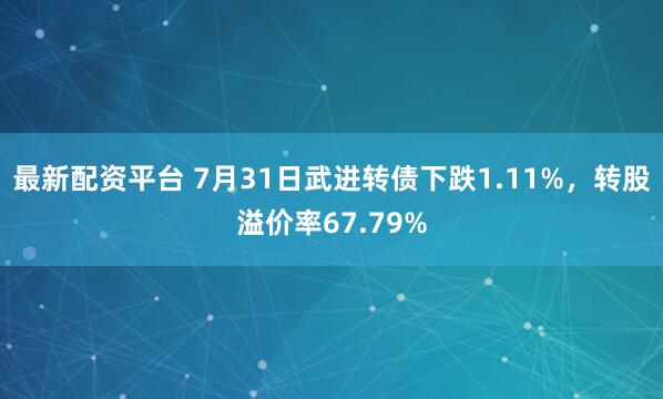 最新配资平台 7月31日武进转债下跌1.11%,转股溢价率67.79%